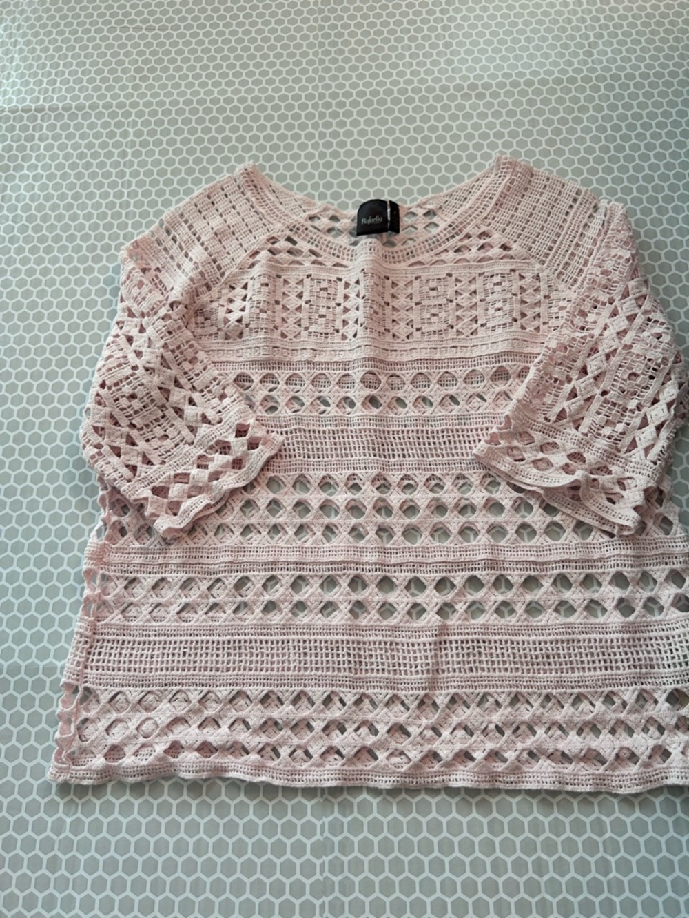 Rafaella Soft Blush Crochet Open-Knit Top Fairy